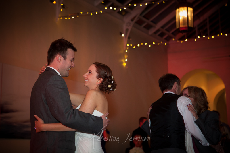 happy wedding couple first dance